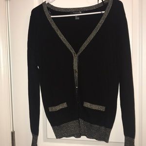 Black cardigan with gold detailing